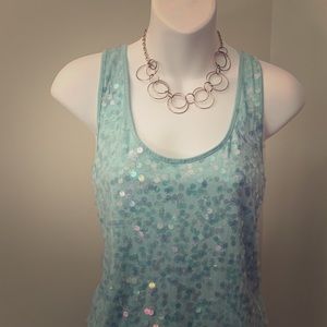 Aqua sequin tank top